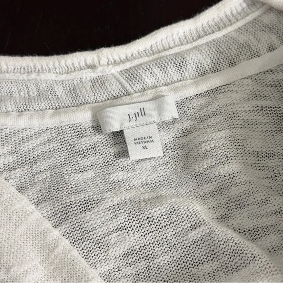 J. Jill XL White Linen Cotton Short Sleeve Open Front Knit Cardigan Sweater - Picture 6 of 10